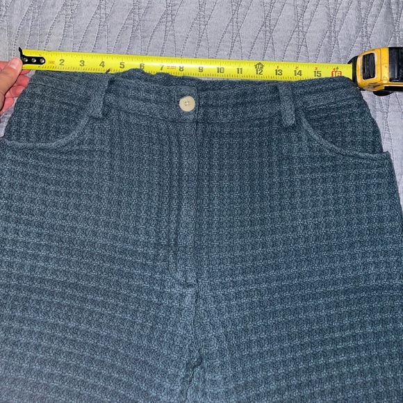 Soluna Collective Blue Wide Leg Spruce Green Waffle Pants Size 10 - Picture 12 of 16